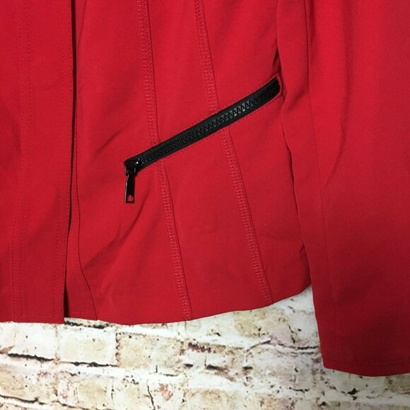 Lafayette 148 2 Blazer Jacket Zipper Front Red Zip Up Pockets Structured - Picture 9 of 10